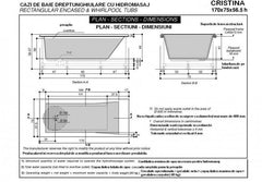 Cadă baie Cristina, 170x75 cm