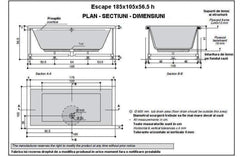 Cadă baie Escape, 185x105x56.5 cm